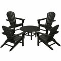 Polywood South Beach 5-Piece Black Patio Set with 4 Adirondack Chairs 633PWS1051BL